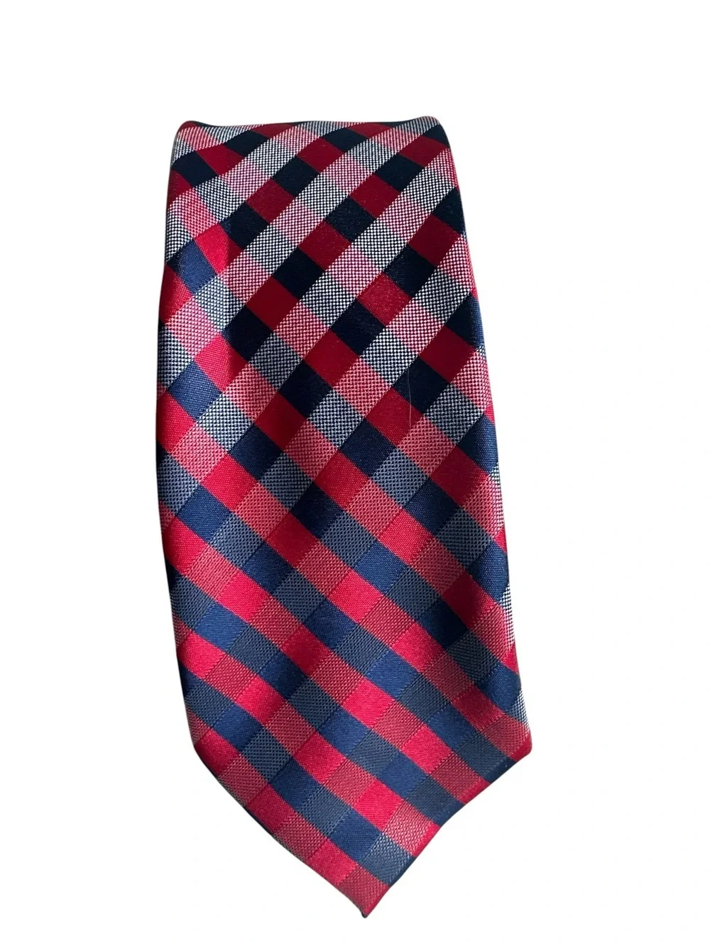 US Polo Assn Red White Blue Grid Hand Made Polyester Men’s Necktie 59